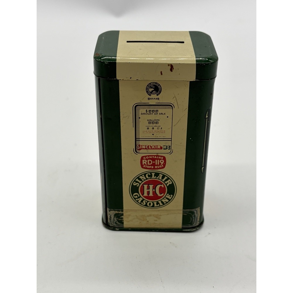 Vintage SINCLAIR H-C Gasoline Fuel Pump Collectible Tin Metal Coin Toy Bank